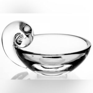⭐️STEUBEN Vintage CRYSTAL OLIVE DISH WITH "SNAIL"  HANDLE, SIGNED—Mid Century